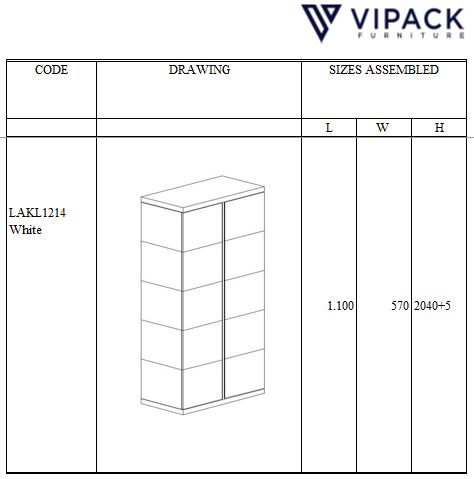 Produktbild Vipack Lara 2 Türen Schrank Weiss (110 cm)