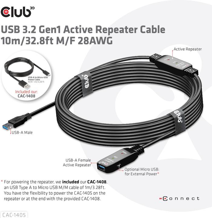 Produktbild Club 3D USB A – USB A (10 m, USB 3.2)