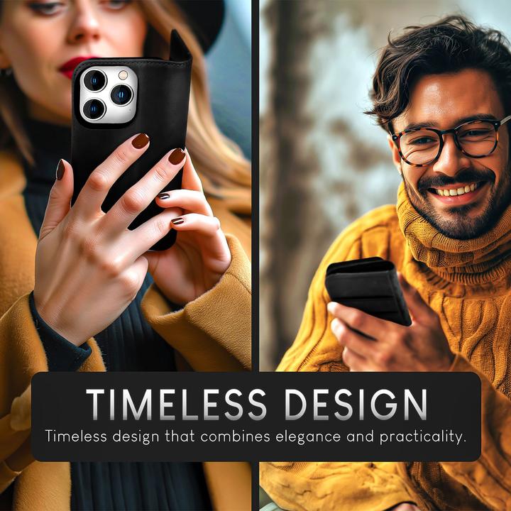 Produktbild Nalia Echt Leder Flip Case Hülle mit Magnetverschluss (Apple iPhone 15 Pro Max)