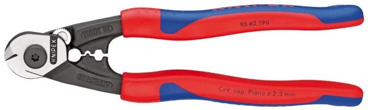 Immagine prodotto Knipex Forbici per funi metalliche l.190mm f.fune metallica d.6mm testa lucida manico 2comp. guaine (195 mm)