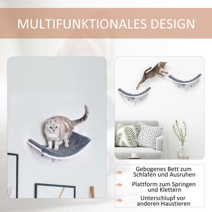 Actual product image Swisshandel24 Cat bed Cat shelf Cat lounger Wall-mounted cat lounger Wall-mounted plush pad MDF White+grey 41 x (Cat)