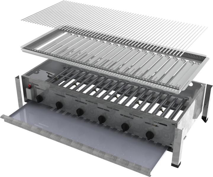 Produktbild ChattenGlut Gasbräter 6-flammig mit Einzelne Edelstahlstäbe als Rost (22 kW)