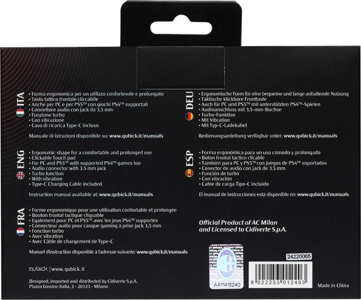 Image du produit GED Controller Wireless AC Milan White (PS4) (PS4)