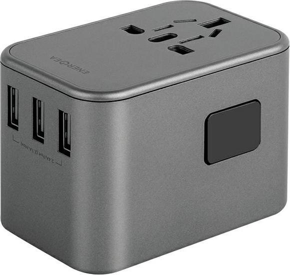 Actual product image Energea ład. siec. 3xUSB+2xUSB-C PD-PPS-QC 3.0 35.5W 3A2C adapter 4w1 US/UA/EU/UK szary/gunmetal Tra (35.50 W)
