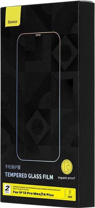 Actual product image Baseus Tempered Glass Corning for iPhone 13 Pro Max/14 Plus with built-in dust filter (1 Piece, Apple iPhone 13 Pro Max)