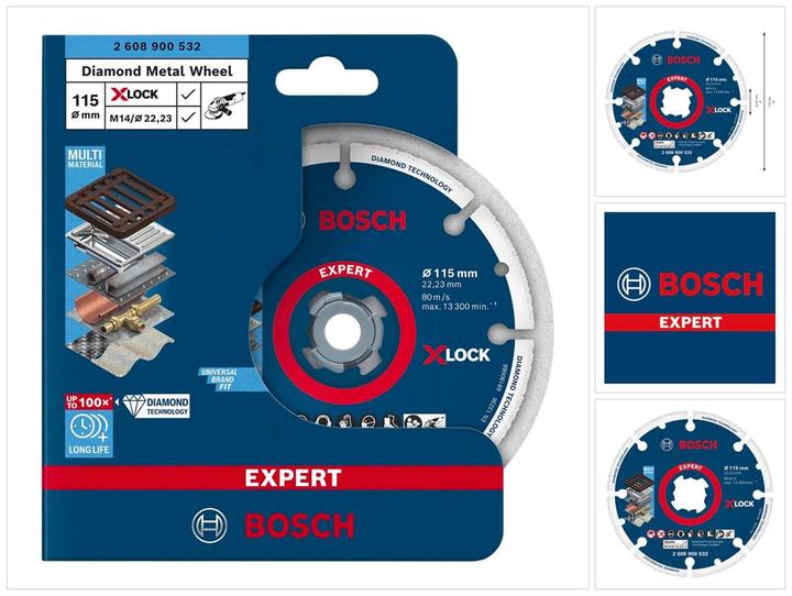 Immagine prodotto Bosch Professional Zubehör Disco da taglio e smerigliatura Disco da taglio diamantato X LOCK Best for Metal 115 x 22,23 mm di