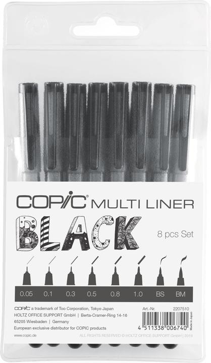 Produktbild Copic Multiliner Set schwarz, 8 Stück (Schwarz, 8 x)