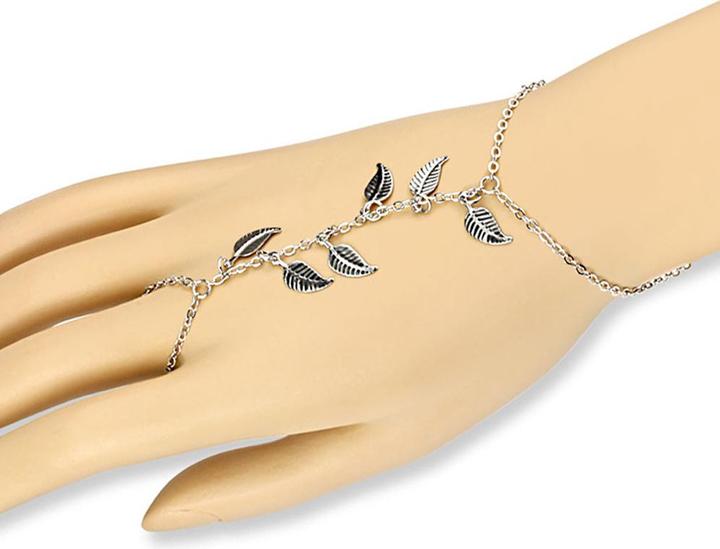 Actual product image Star Piercing Bracelet silver with leaves (Brass)