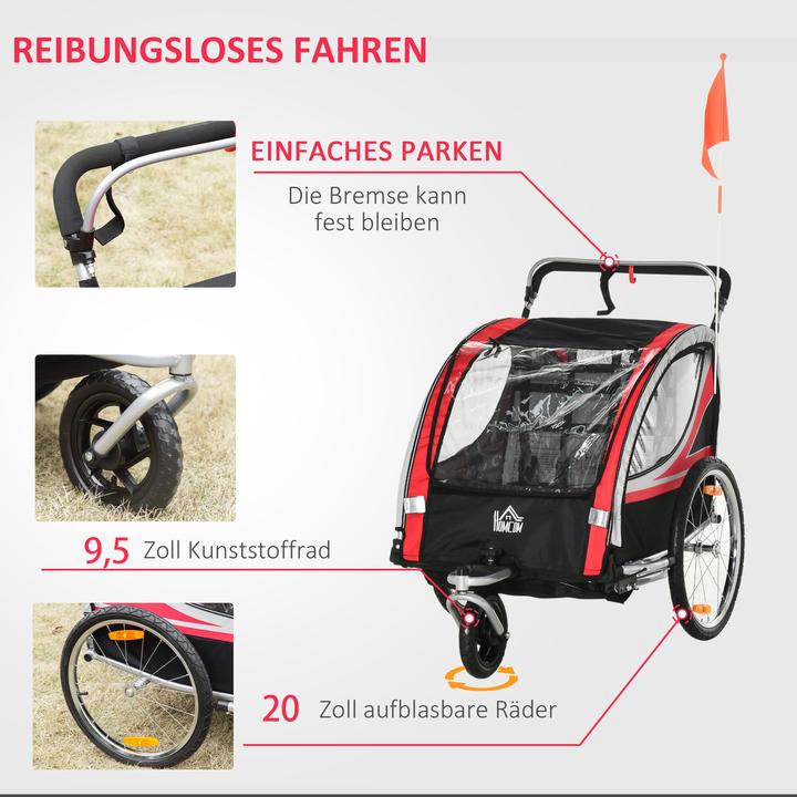 Immagine prodotto Homcom Rimorchio per bicicletta per bambini con borsa per riporre i bagagli