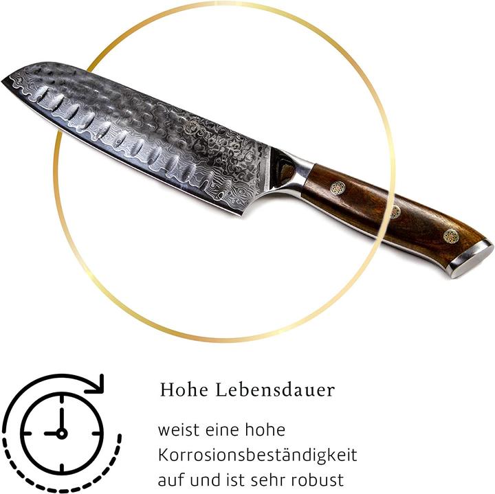 Immagine prodotto Stallion Coltello Damasco, affilatura a V di 10 gradi (17.50 cm)