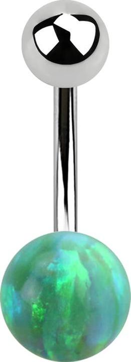 Actual product image Star Piercing Banana silver with ball and ball opal green (without brass, Surgical steel 316L)
