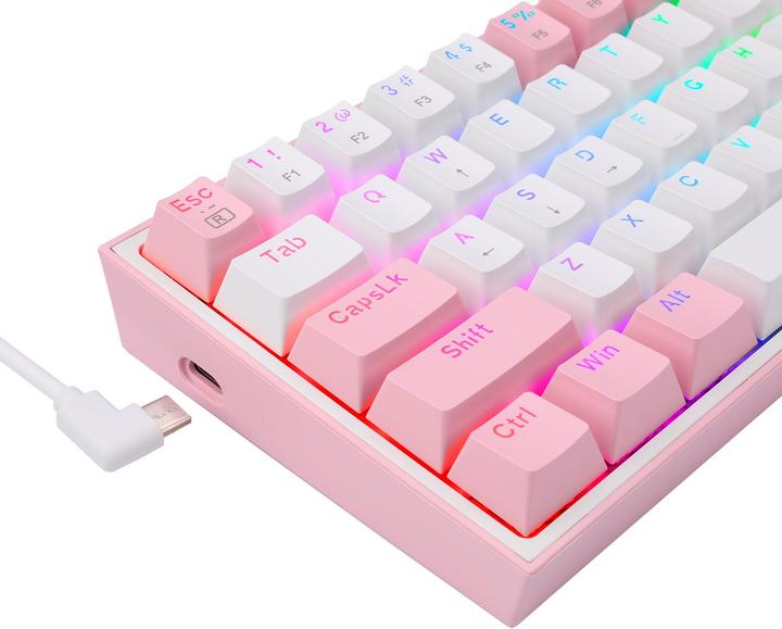 Image du produit Redragon Klawiatura K617 Fizz (K617-RGB rose) (US, Filaire)