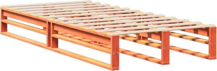 Produktbild VidaXL Massivholzbett Holzbett Bett Palettenbett mit Kopfteil 135x190cm Kiefer (135 x 190 cm)