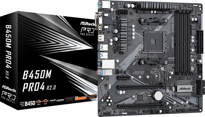 Image du produit AsRock B450M Pro4 (AM4, AMD B450, mATX)