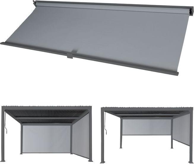 Produktbild Mendler Seitenwand für Pergola HWC-L41, Stoff/Textil 3x3m, anthrazit (206 cm, 283 cm)