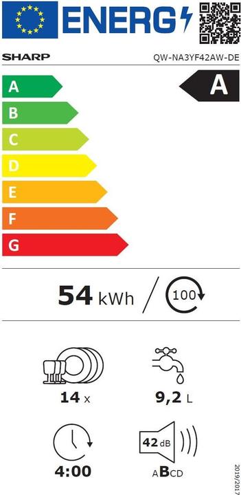 Label énergétique Sharp QW-NA3YF42AW-DE