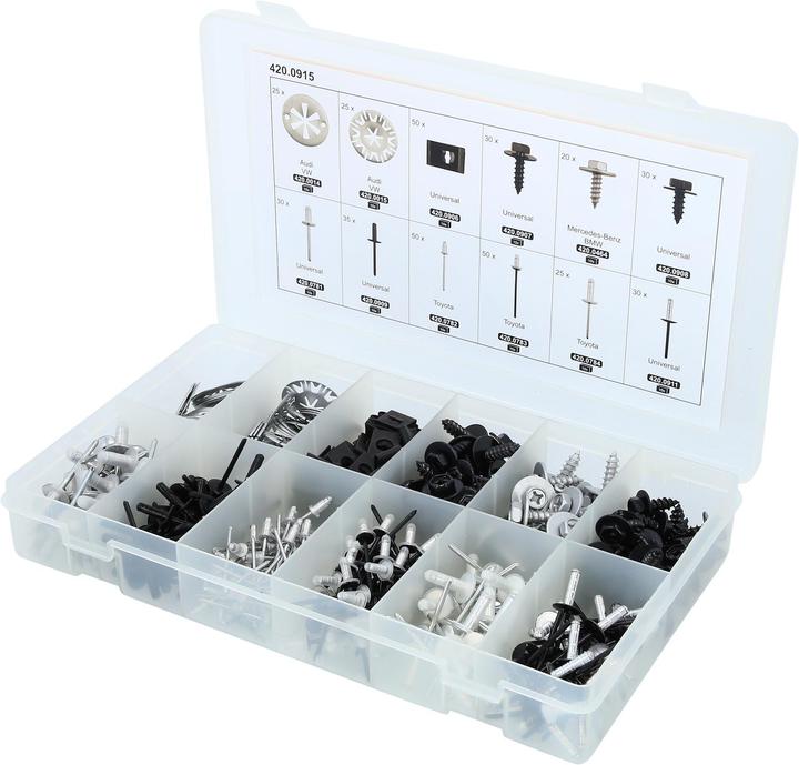 Actual product image KS Tools Trim Clips Assortment-Bodyshop Metal Fasteners, 400 pcs