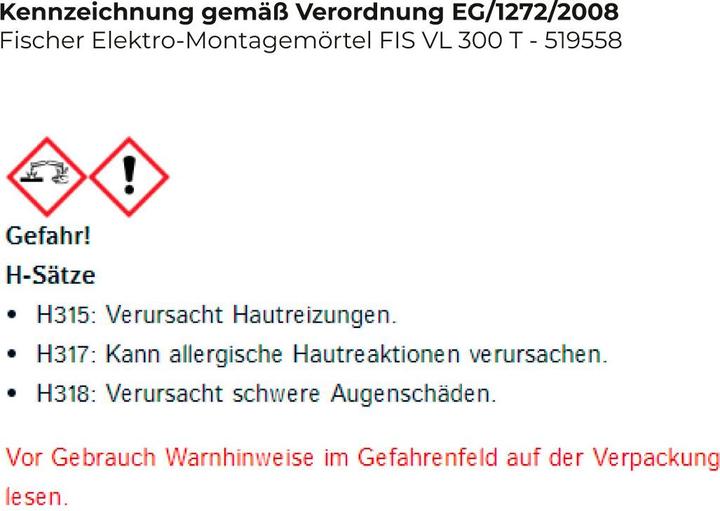 Produktbild Fischer Elektro-Montagemörtel FIS VL 300 T (200 g, 300 ml)