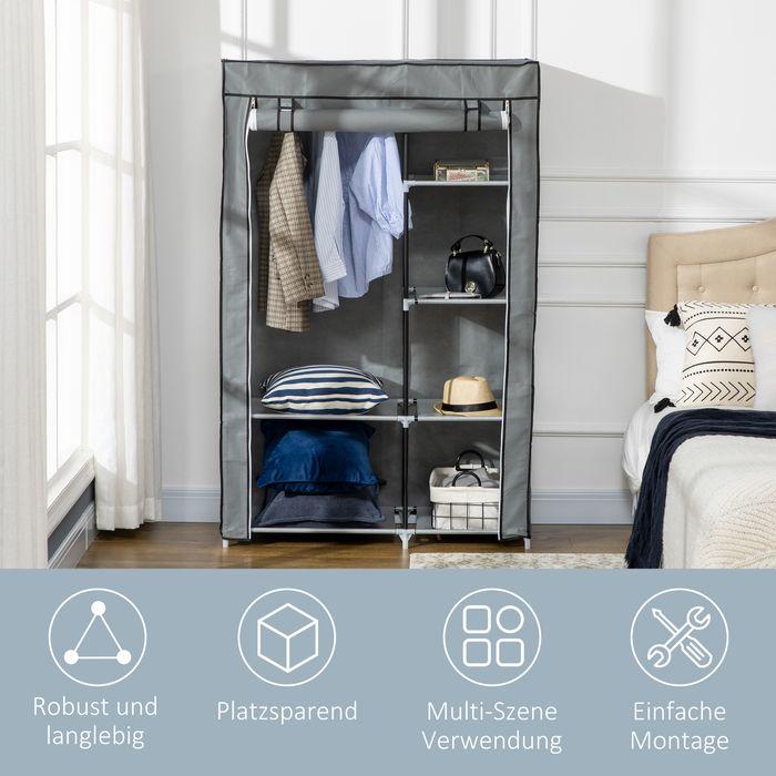 Image du produit Swisshandel24 Armoire en tissu avec barre de penderie, 6 compartiments, penderie pliable aspect non tissé (103 x 43 x 162,5 cm)