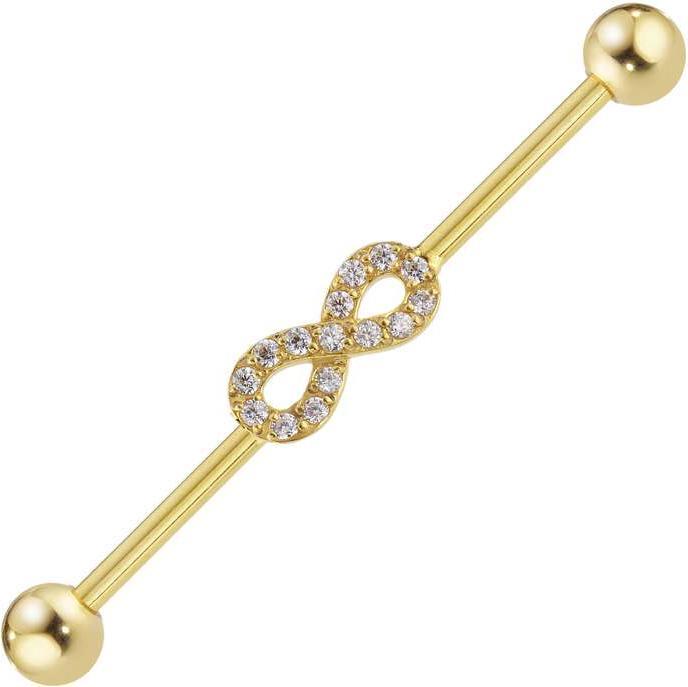 Actual product image Bijouteria Industrial Piercing (Surgical steel 316L, Zirconia, PVD coating (gold-coloured))