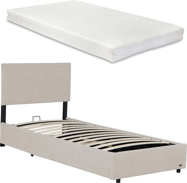 Actual product image Corium Polsterbett Juva mit Matratze und Bettkasten 90x200 cm Beige (90 x 200 cm)