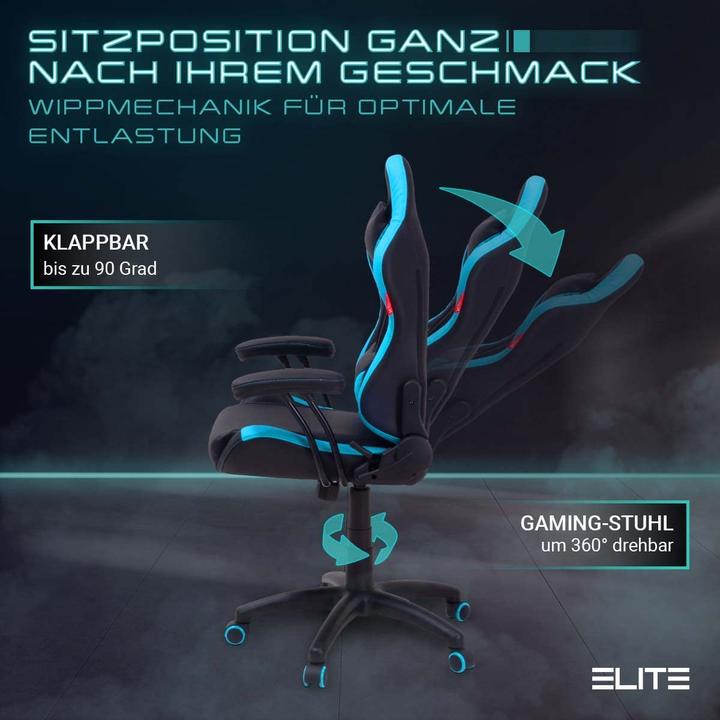 Produktbild Elite Gaming Stuhl, Schwarz-blau