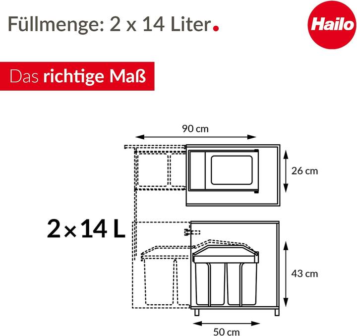 Image du produit Hailo Système de tri des déchets, Blanc (28 l)