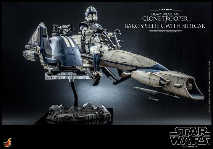 Actual product image Hot Toys Star Wars The Clone Wars figurine 1/6 Heavy Weapons Clone Trooper & BARC Speeder with Sidecar 30 cm