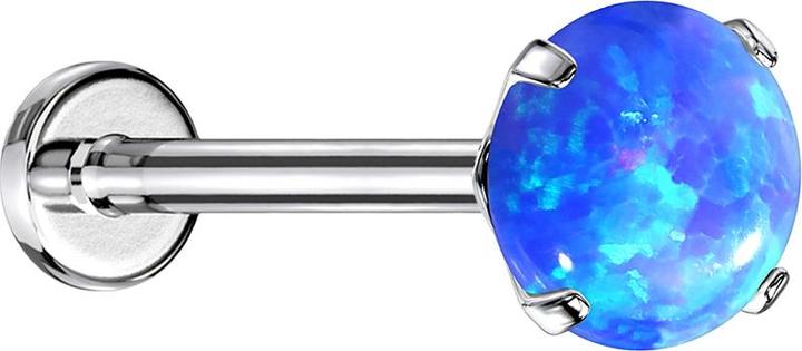 Actual product image Star Piercing Micro Threadless Labret silver opal blue set (Surgical steel 316L)