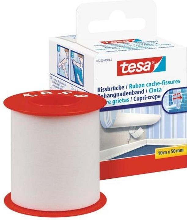 Produktbild tesa Selbstklebende Rissbrücke, hochelastisches Reparaturband zum Überdecken von Bohrlöchern (50 mm)