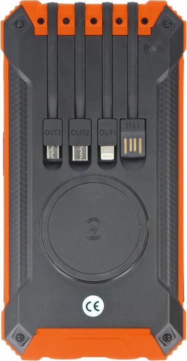 Produktbild AccuCell Powerbank mit 4 Ladekabel, QI-Ladefunktion, Solar Panel, LED Licht (20000 mAh)