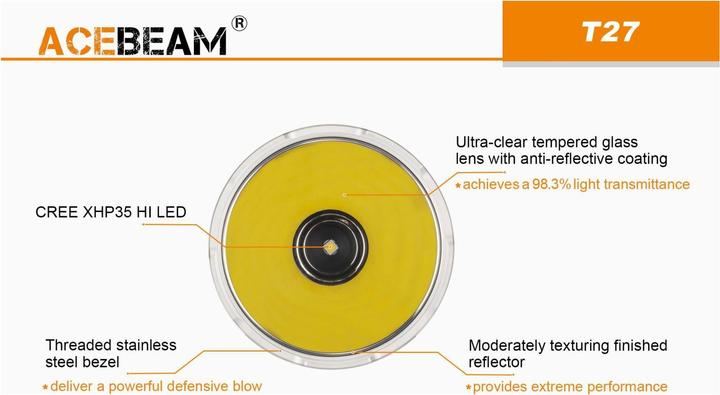 Image du produit AceBeam Lampe de poche LED T27 Thrower (17.47 cm)