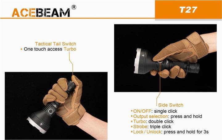 Image du produit AceBeam Lampe de poche LED T27 Thrower (17.47 cm)