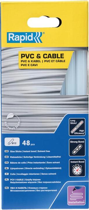 Rapid PVC & cable glue sticks Ø12x190mm 48 pieces