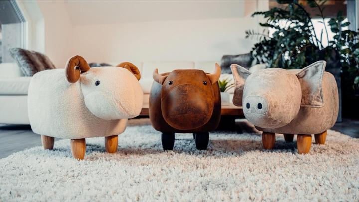 Immagine prodotto Zoosy Sgabello per bambini Mucca Bruna Marrone (Poltrona per bambini)