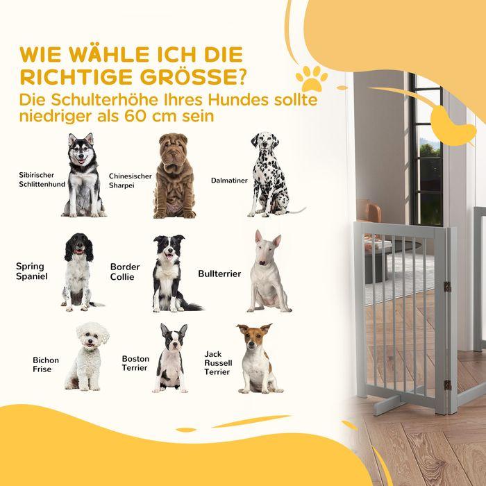 Produktbild Swisshandel24 Absperrgitter Hunde 91 cm Schutzgitter aus Holz Hundegitter mit Tür faltbar
