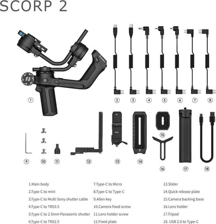 Actual product image FeiYu Tech Feiyu SCORP 2 3-Axis Handheld Gimbal for Camera