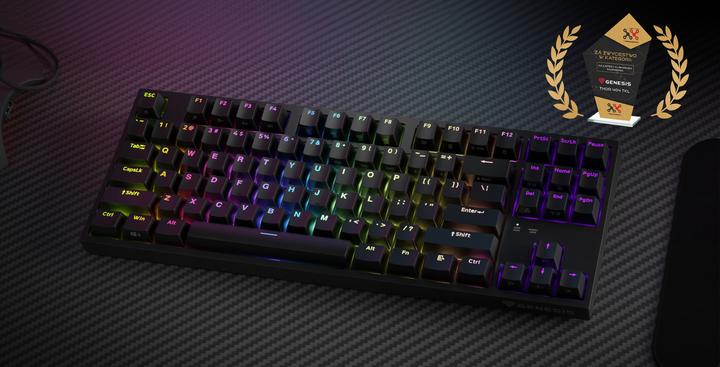 Actual product image Genesis Klawiatura THOR 404 TKL Gateron Yellow Pro (NKG-2069) (Eng. Int., Cable)