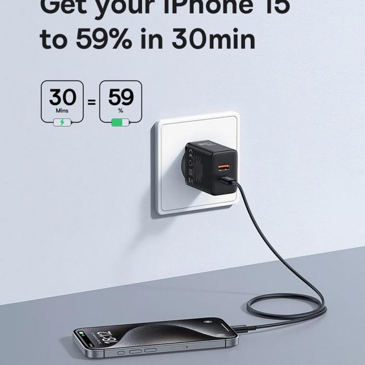 Produktbild Baseus Cube, 20W, 3A, 1 x USB-A - 1 x USB-C, schwarz (20 W)