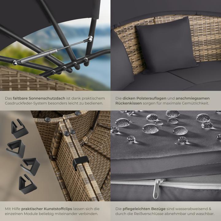 Image du produit tectake Bain de soleil rond modulable SANTORIN