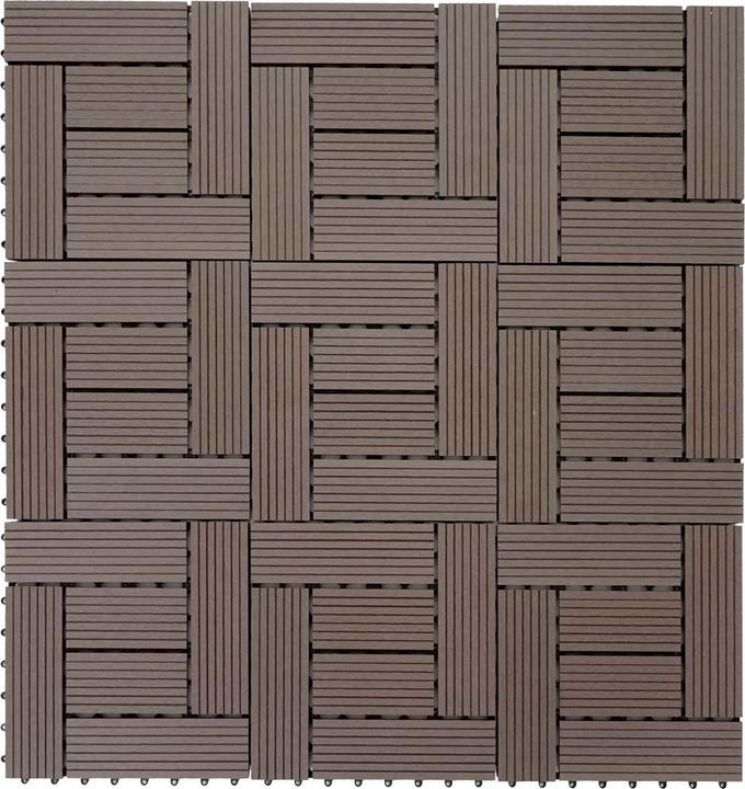 Produktbild Swisshandel24 WPC Bodenfliese Rhone, Holzoptik Balkon/Terrasse, 11x je 30x30cm = 1qm Basis, coffee versetzt (11 x, 30 x 30 cm)