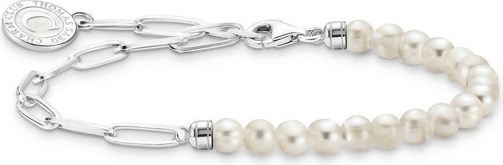 Image du produit Thomas Sabo Charm bracelet avec perles blanches et maillons en argent (17 cm, Argent 925, Émail)
