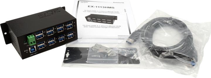 Actual product image Exsys EX-1113HMS, 16xUSB 3.0/3.1 Metal HUB (USB-B, 16 Ports)