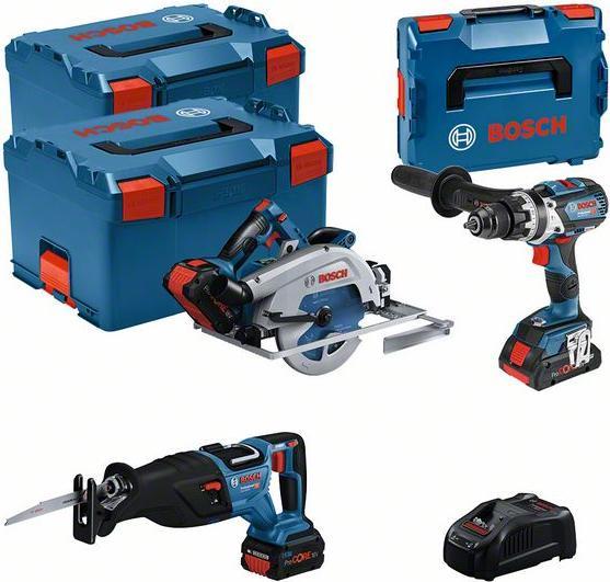 Actual product image Bosch Professional Combo kit set with 3x 18V: GSB 18V-110C/GKS 18V-68GC /GSA 18V-28 /3 x rechargeable battery
