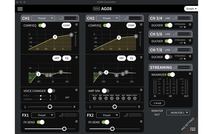 Produktbild Yamaha AG08 Black live streaming mixer (Studio- und Livemixer)