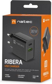 Image du produit Genesis Natec ładowarka Sieciowa Ribera USB-A + USB-C 20w Power Delivery Czarna Nuc-2062 (20 W)
