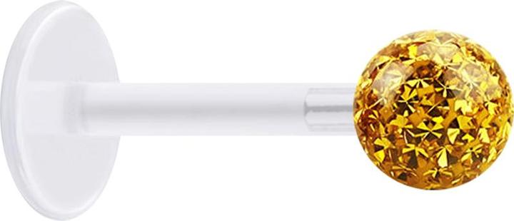 Produktbild Star Piercing Micro Labret transparent mit Kristallkugel topaz und Epoxy Schutzschicht (Chirurgenstahl 316L, ohne Messing, Bioflex)