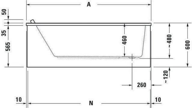 Produktbild Duravit Rechteck-Whirlwanne STARCK 155 l 1700x700 we 1 RS Air-System (155 l, 170 cm, 70 cm)