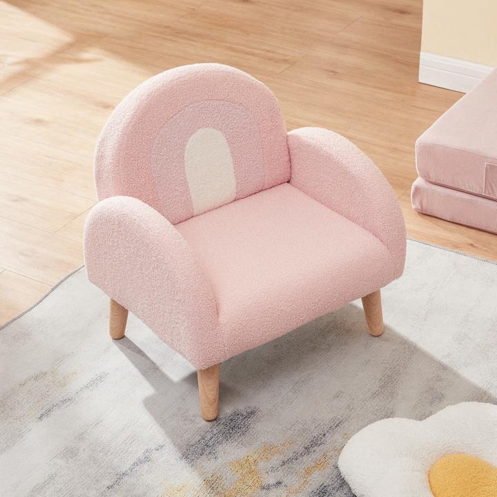 Produktbild En.Casa Kindersessel Sorreindi 50x50x45 cm Teddystoff Rosa (Kindersessel)
