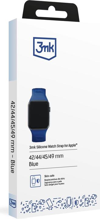 Produktbild 3MK Silicone Watch Strap Niebieski/Blue dla Apple Watch 42/44/45/49mm (Silikon, Edelstahl, 3, 4, 9, Ultra)
